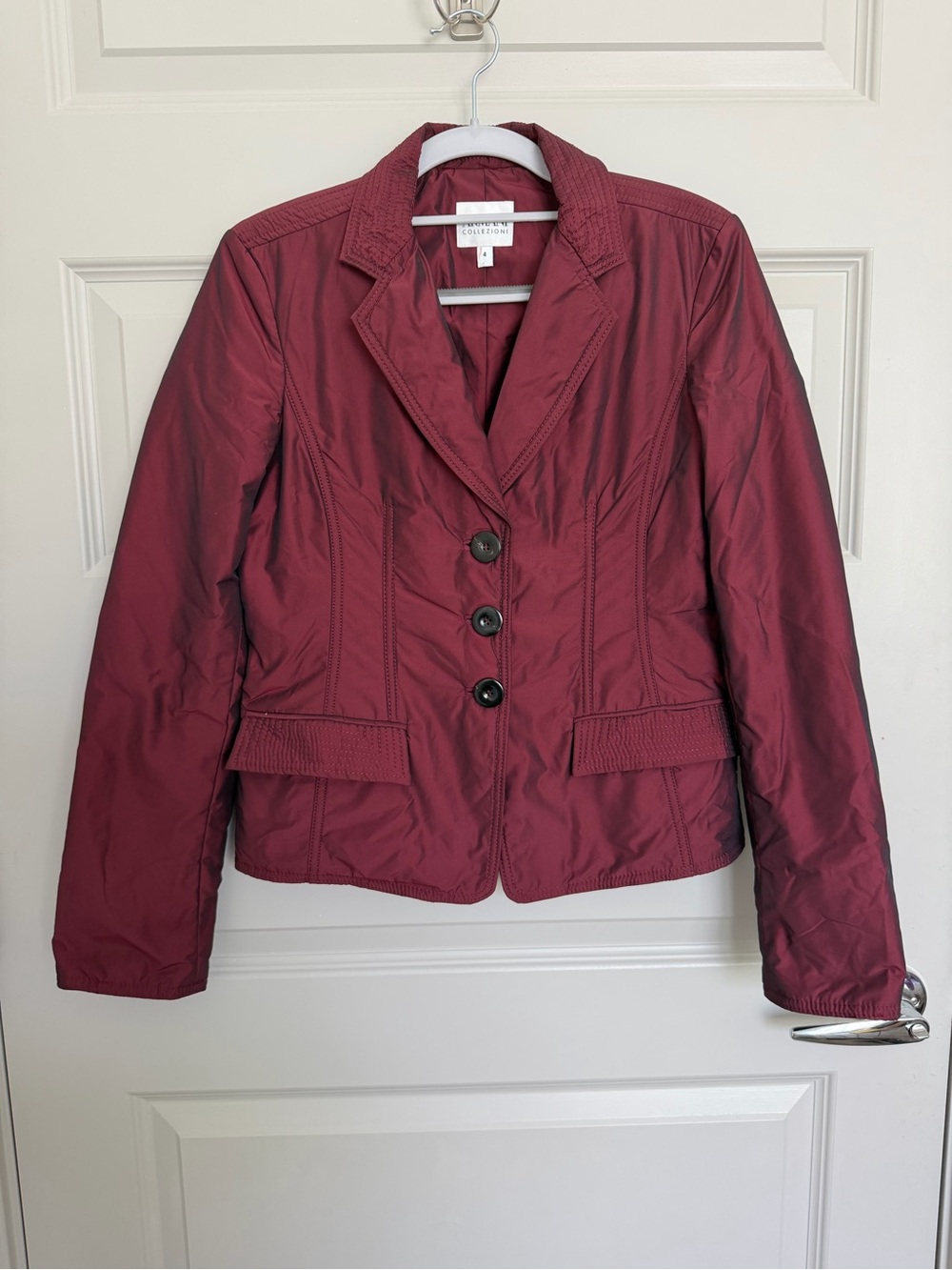 Armani Collezioni Women's Burgundy Tailored Blazer Jacket